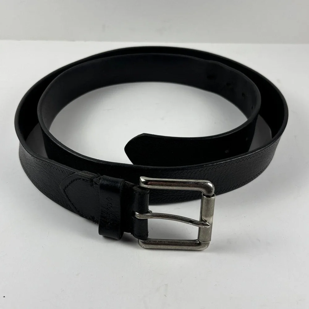 Columbia Leather Belt Mens XL 42-44 Black Stitched Casual Utility - Picture 3 of 5
